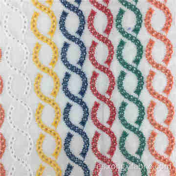 Algodón de tela de bordado multicolor de calidad bordada